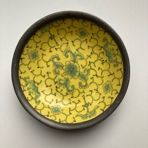 Vintage Japanese Porcelain & Metal Bowl